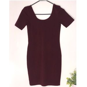 Burgundy Bodycon dress with deep U back